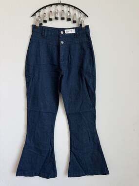 Dark Denim High-Rise Sailor Button Fly Flared Bell Bottom Jeans size M